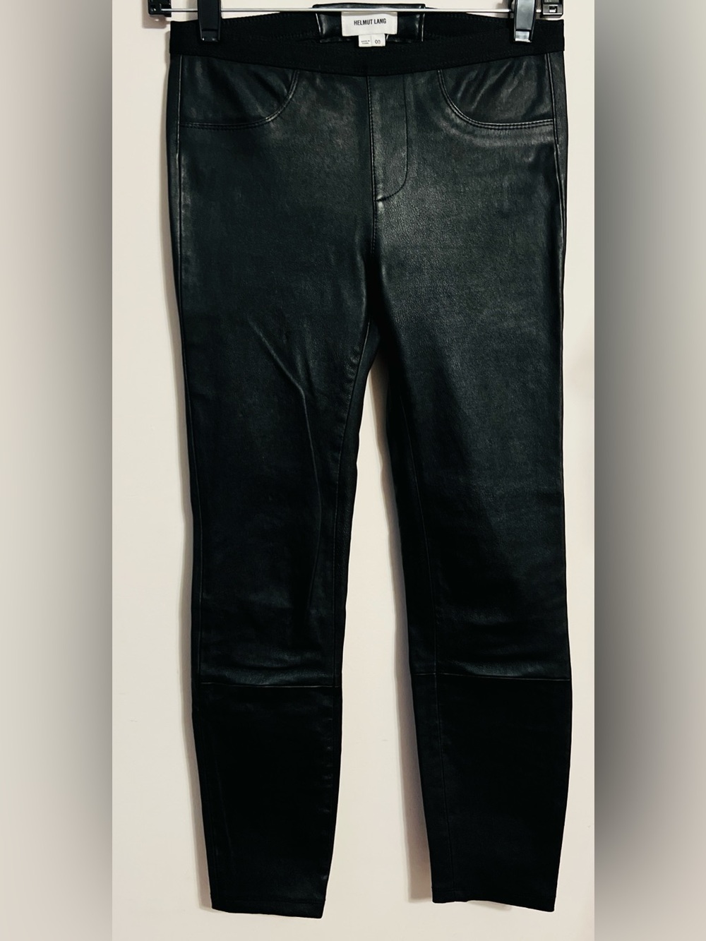 Helmut Lang Black Lamb Leather Skinny Jeans